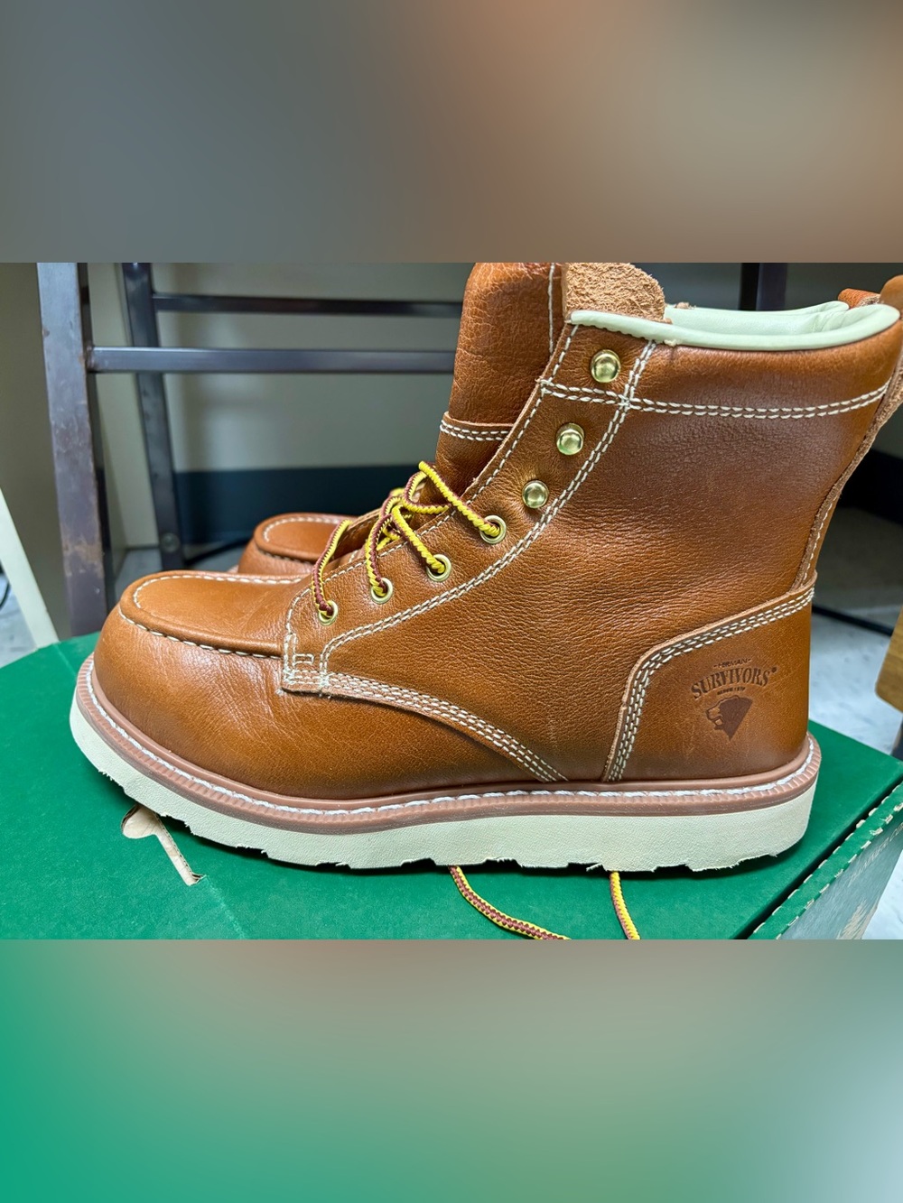 Herman survivors Brown Leather Work Boots - Men's Rugged steel toe